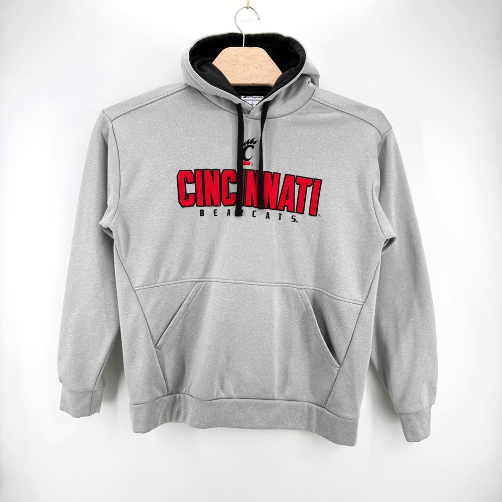 Champion Cincinnati Bearcats Large Polyester Gray Hoodie NCAA Gameday Athleisure